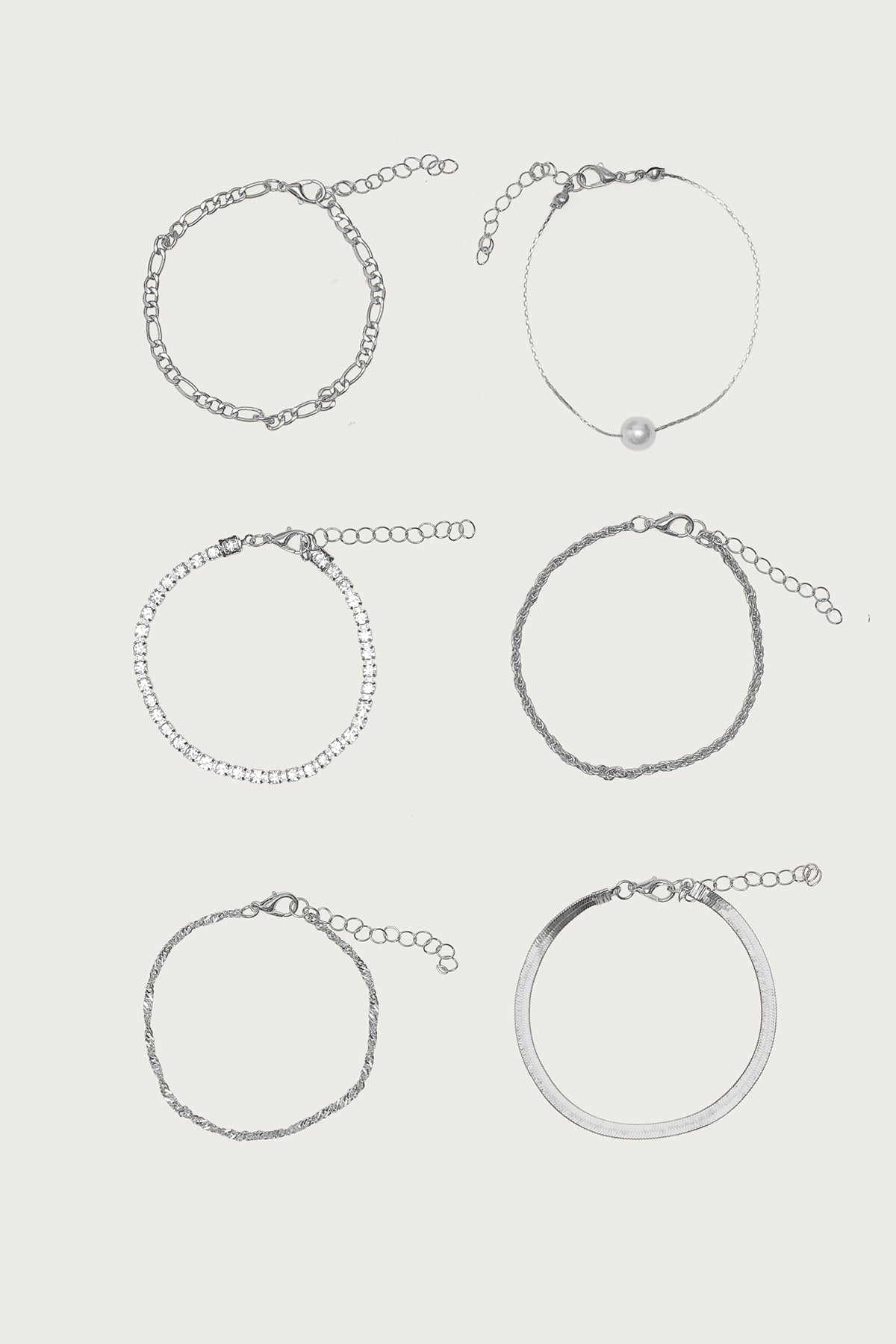 Faux Diamond & Pearl Chain Bracelet Pack