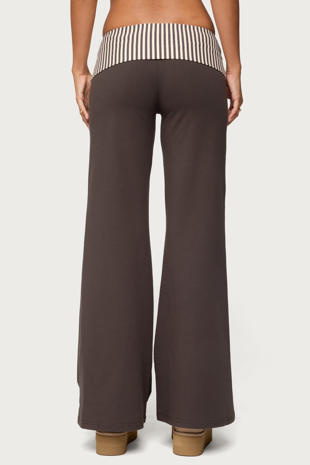 Meshey Striped Foldover Trousers