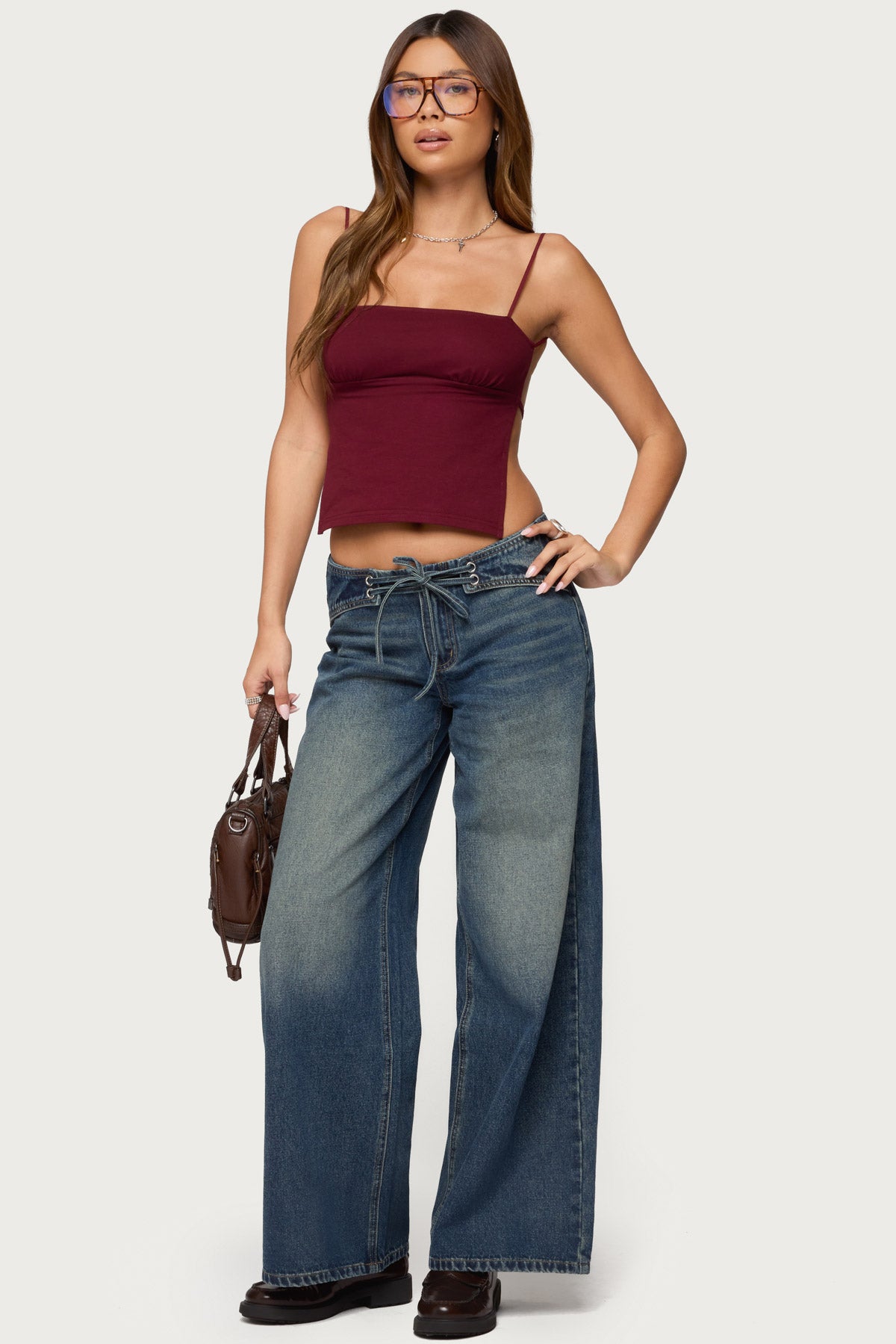 Niah Lace Up Low Rise Baggy Jeans