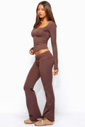 Oriane Foldover Flared Leggings