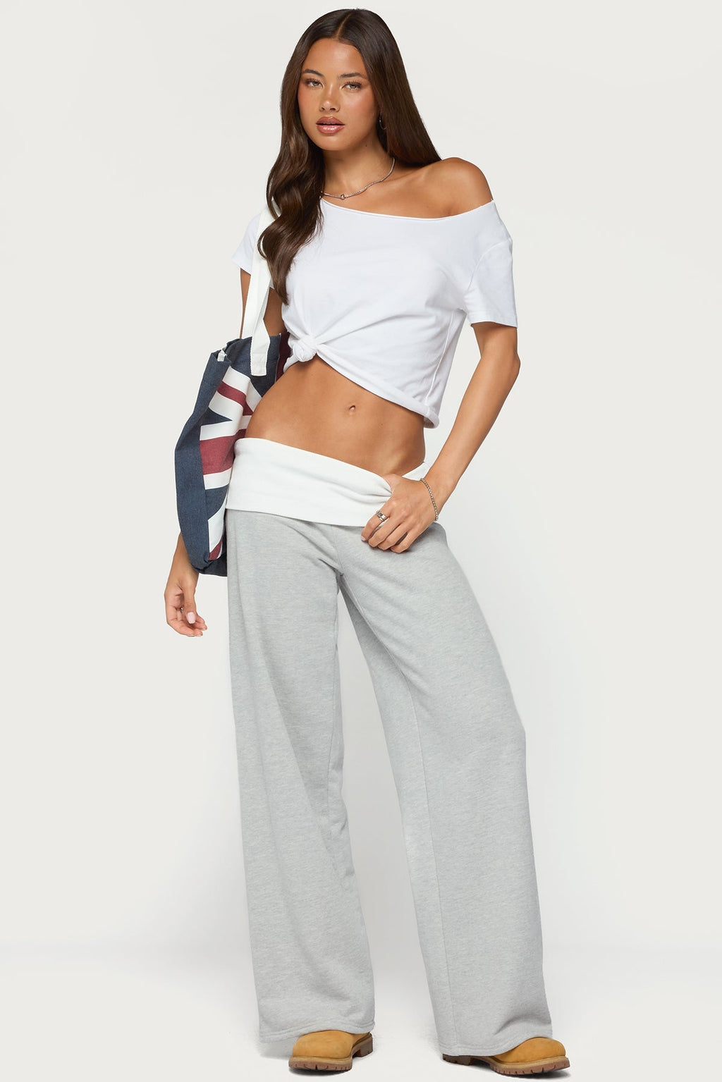 Idha Contrast Foldover Baggy Joggers