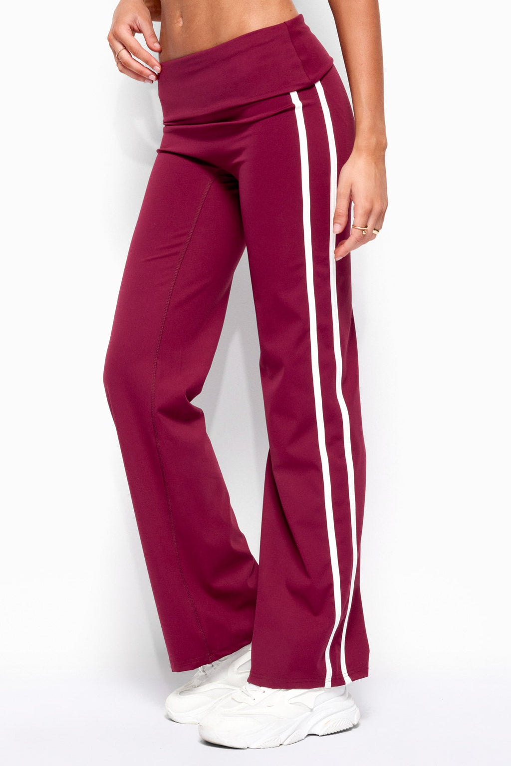 Anica Stripey Mid Rise Foldover Trousers
