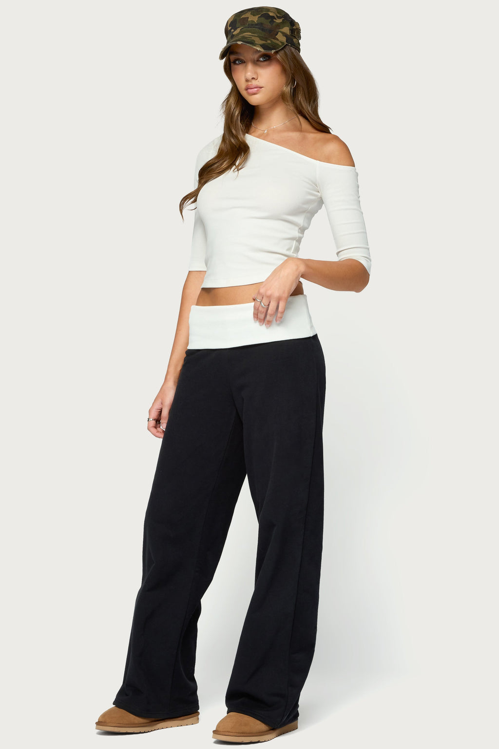 Idha Contrast Foldover Baggy Joggers