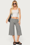 Kelia Striped Foldover Capri Trousers