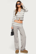 Rasha Striped Foldover Knit Trousers